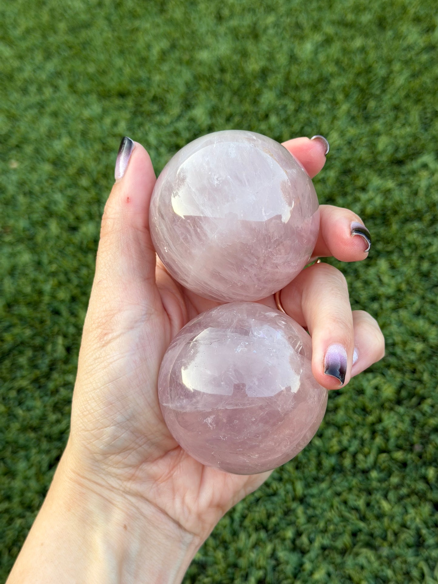 Star rose quartz spheres
