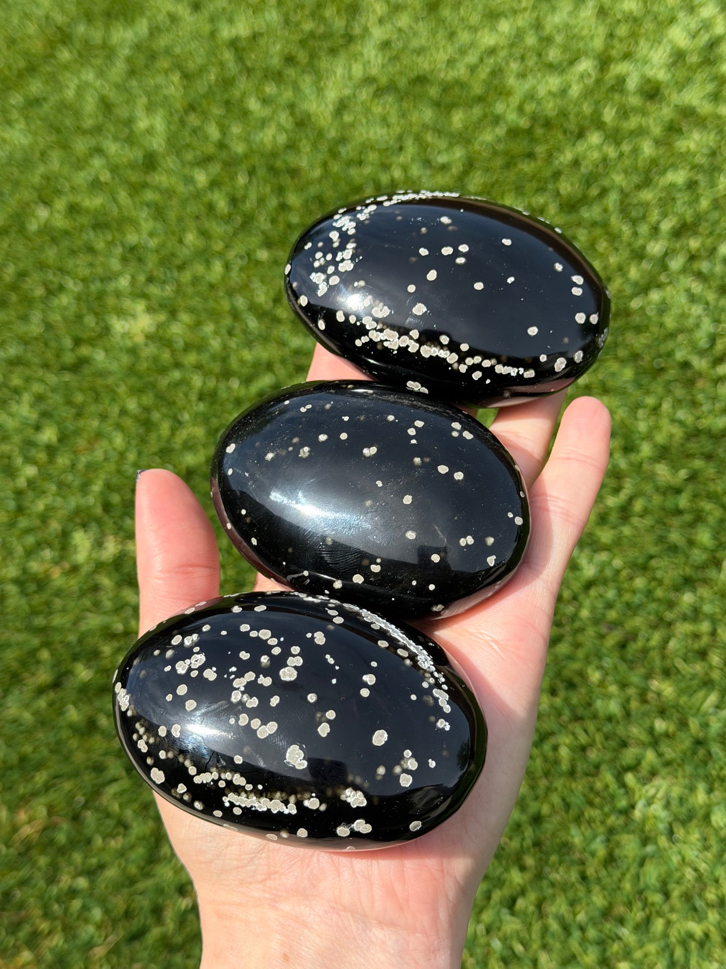 Snowflake Obsidian Shivas and Palm Stones