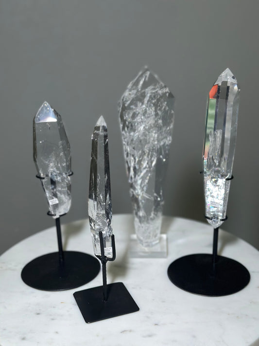 Brazilian Lemurian Quartz on Stands
