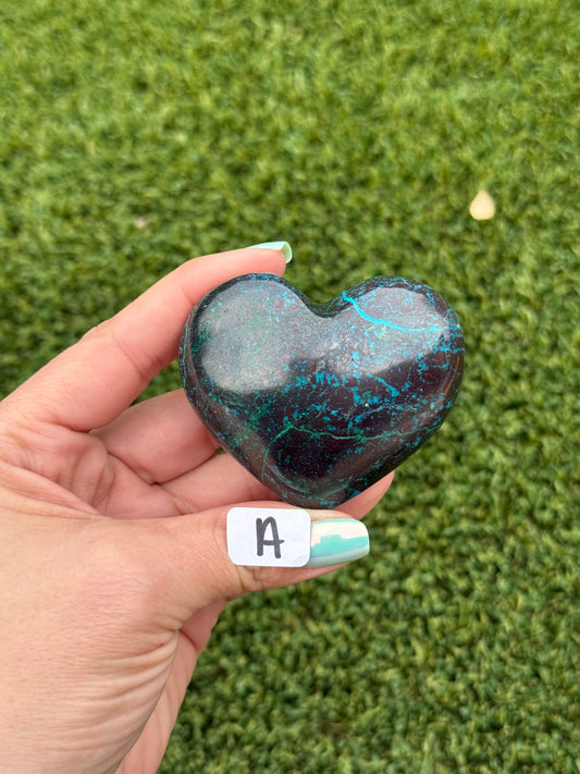 Chrysocolla Hearts - Peru