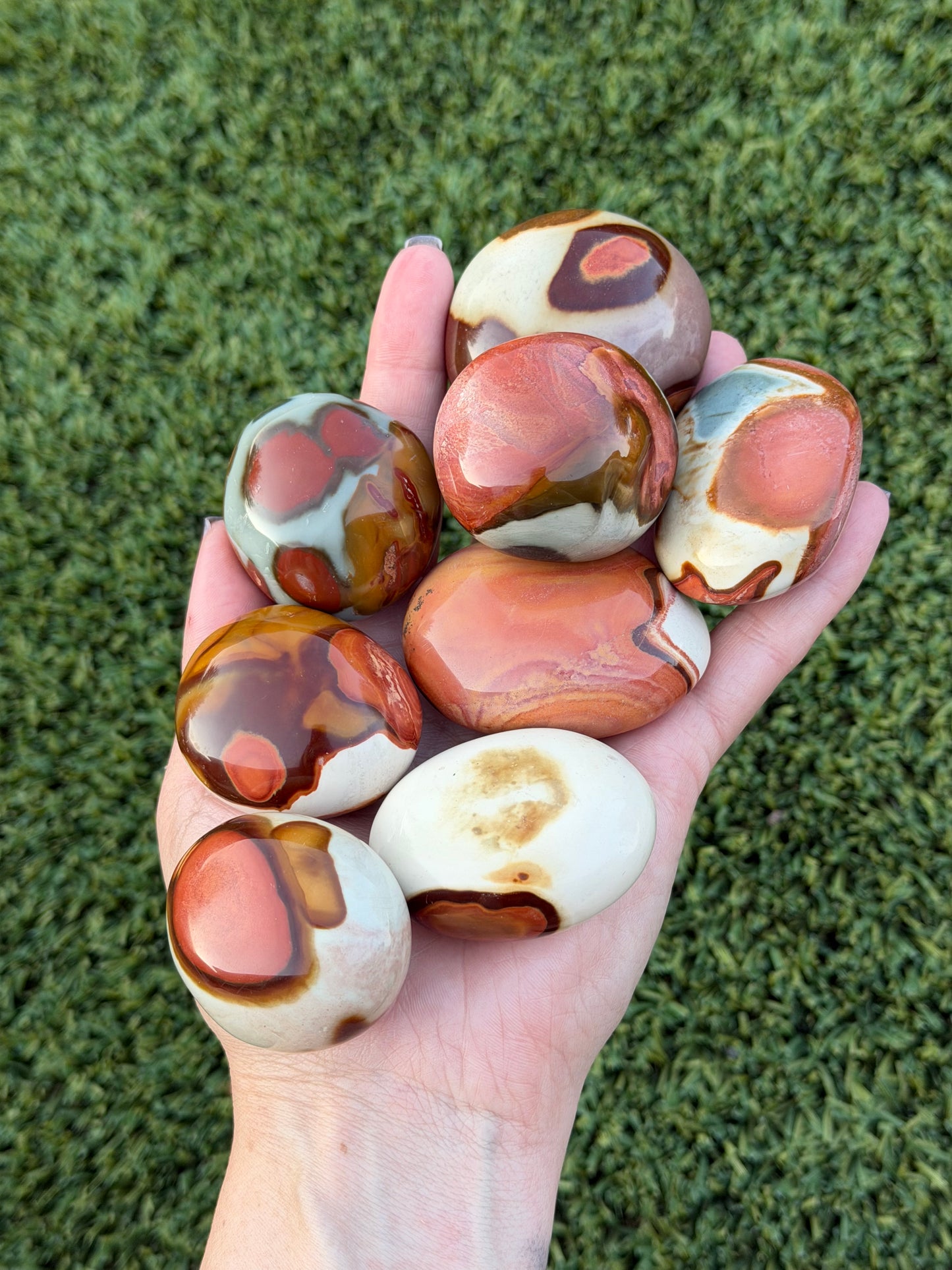 Polychrome jasper palm stones