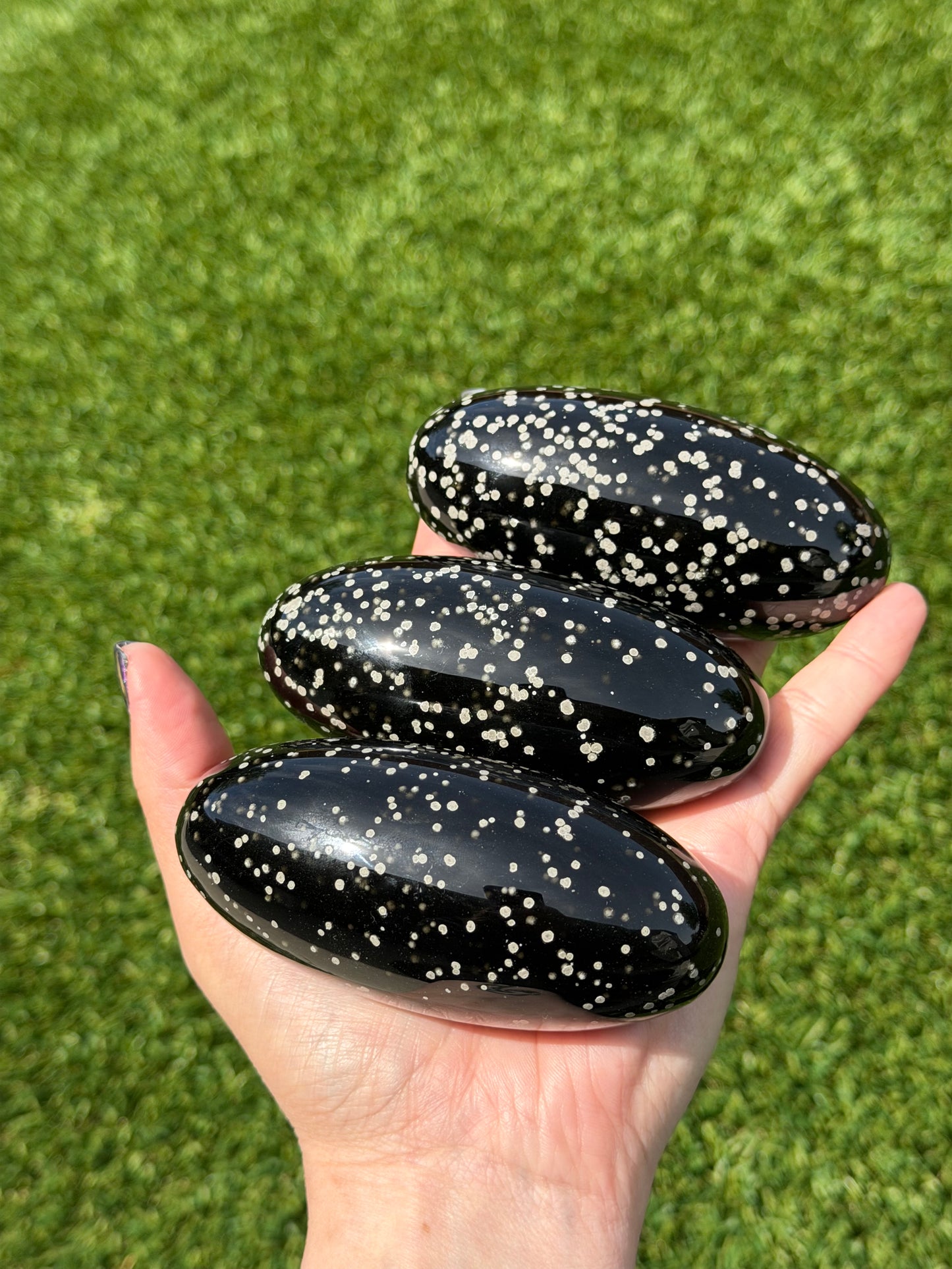 Snowflake Obsidian Shivas and Palm Stones