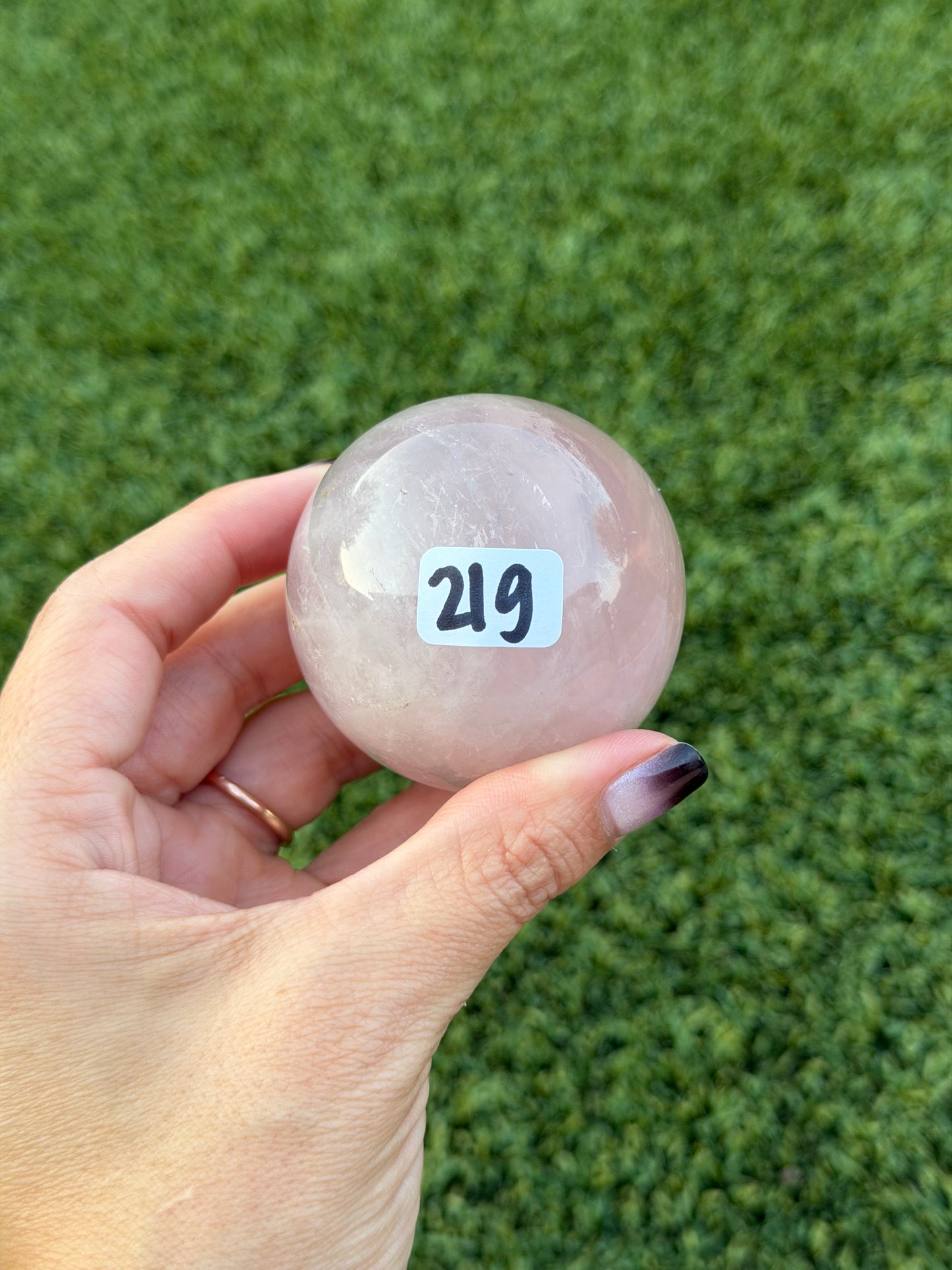 Star rose quartz spheres