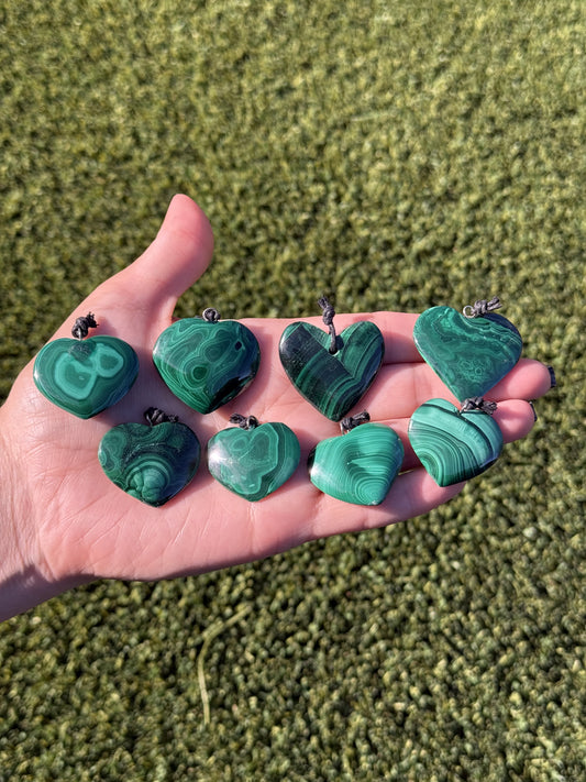 Malachite Heart Pendants